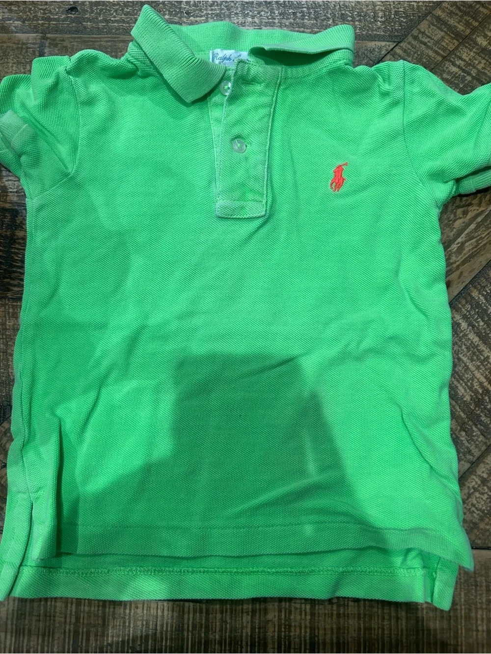 Ralph Lauren Kids Lime Green Polo with Coral Pony